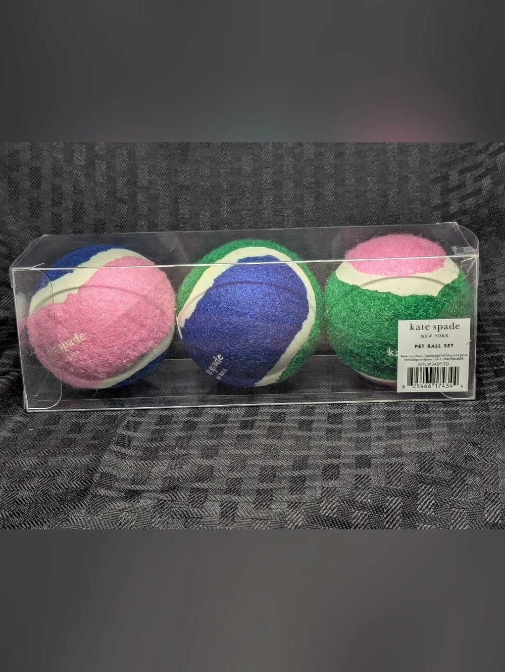 Pink, Green & Blue Kate Spade Tennis Ball Set.